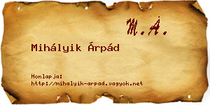 Mihályik Árpád névjegykártya